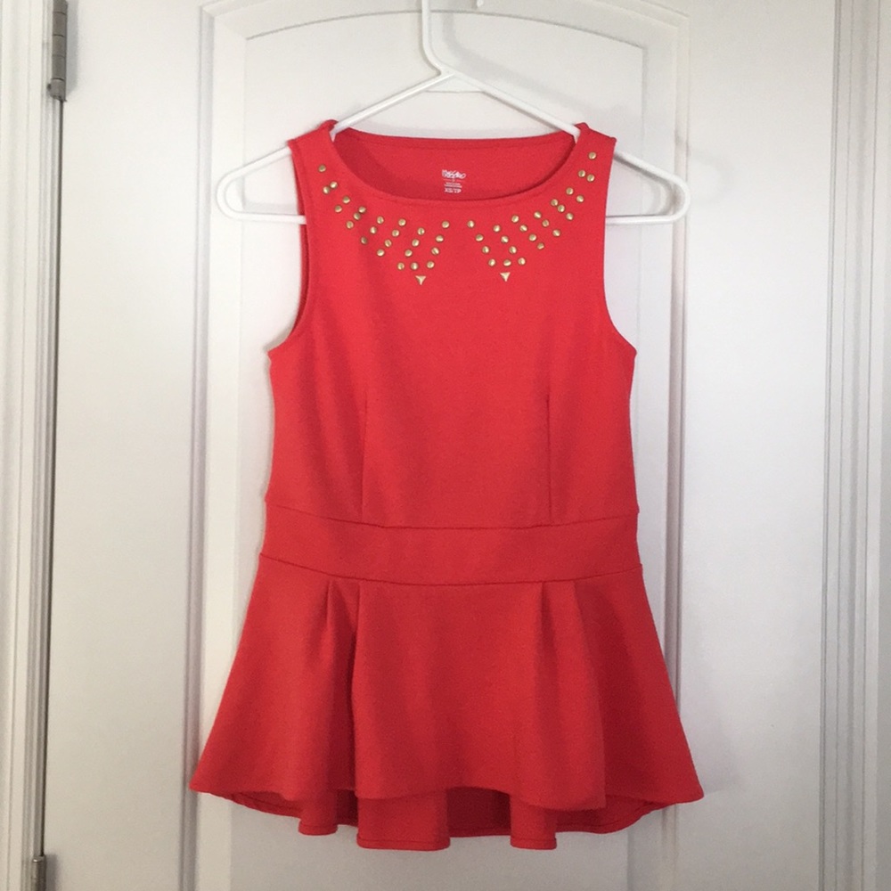 Mossimo coral red peplum, XS